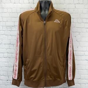 Kappa Track Jacket Logo Long Sleeve Full Zip Pockets Brown Womens XL X-Large